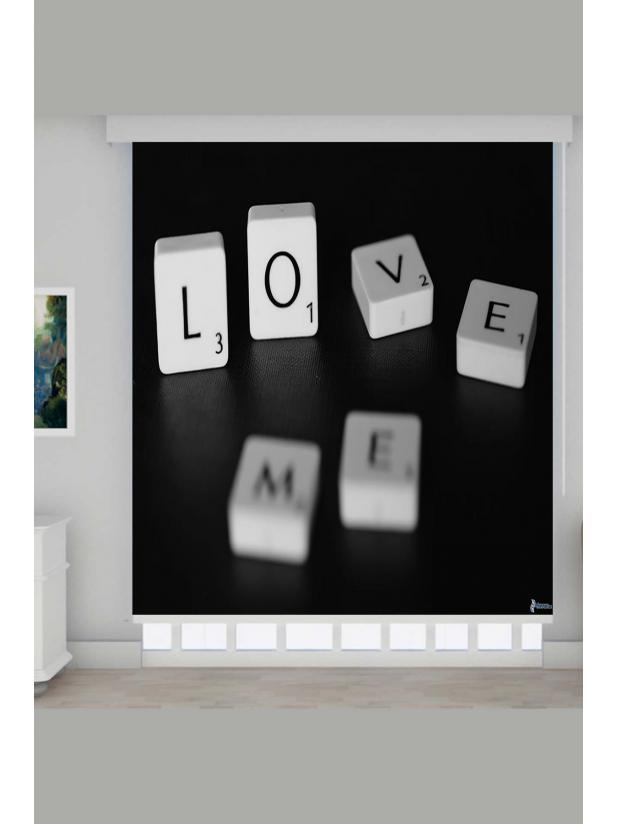 LOVE ME DESENLİ GENÇ ODASI TEKSTİL BASKILI STOR PERDE - LOVE ME