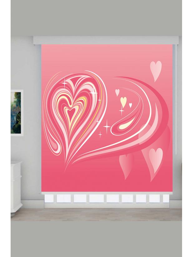 PEMBE EBRULİ DESEN GENÇ ODASI DEKORATİF TEKSTİL BASKILI STOR PERDE - PEMBE EBRULİ