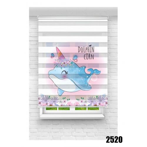 Sevimli Balina Baskılı Zebra Perde