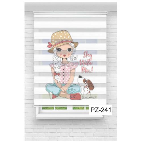 Sarı Kurdaleli Kız Baskılı Zebra Perde