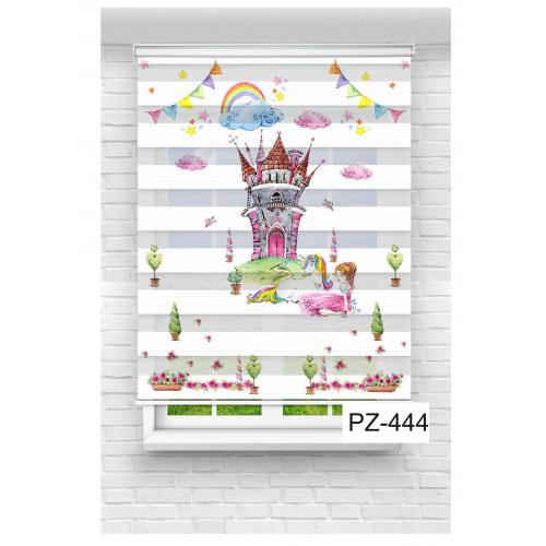 Pembe Gül Çerçeve Baskılı Zebra Perde