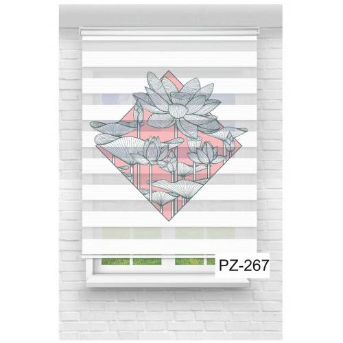 Çizgi Çiçek Desenli Zebra Perde