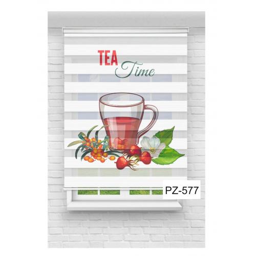 Çay Zamanı Baskılı Zebra Perde