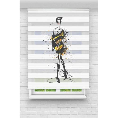 Asortik Kız Baskılı Zebra Perde