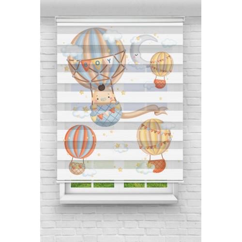 Uçan Balon Desenli Zebra Perde
