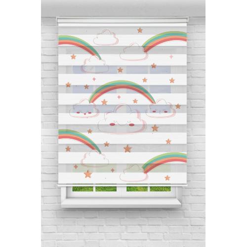 Gökkuşağı Desenli Zebra Perde