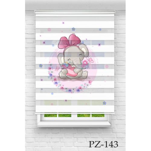 Kalpli Bandanalı Fil Zebra Perde