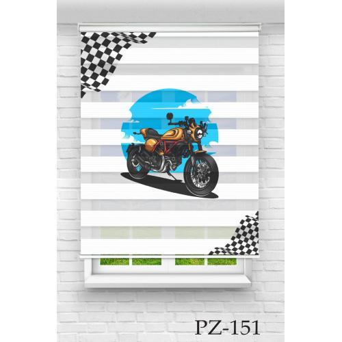 Yarışçı Motosiklet 2 Zebra Perde