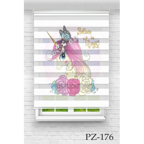 Pembe Unicorn Zebra Perde
