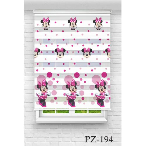 Tatlı Minnie Mouse Baskılı Zebra Perde