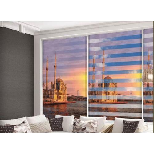 Ortaköy Camisi Baskılı Pileli Zebra Perde