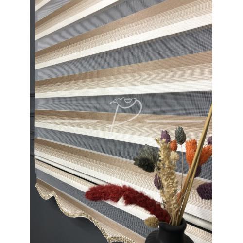 Zebra Perde Çift Renk Kahve Krem Degrade Yapılı