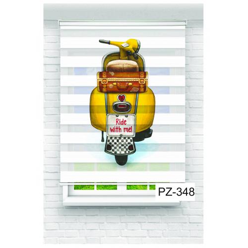 Sarı Motor Baskılı Zebra Perde