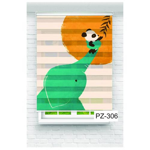 Fil ve Panda Baskılı Zebra Perde