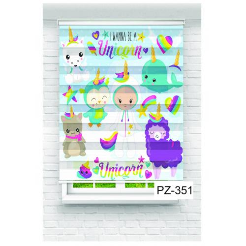 Unicorn Baskılı Zebra Perde