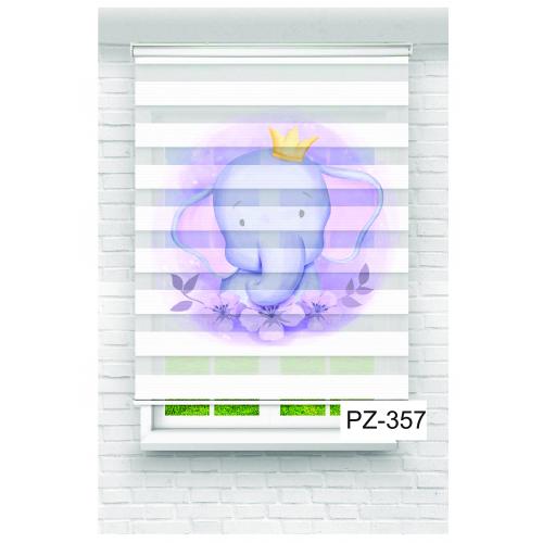Taçlı Fil Baskılı Zebra Perde