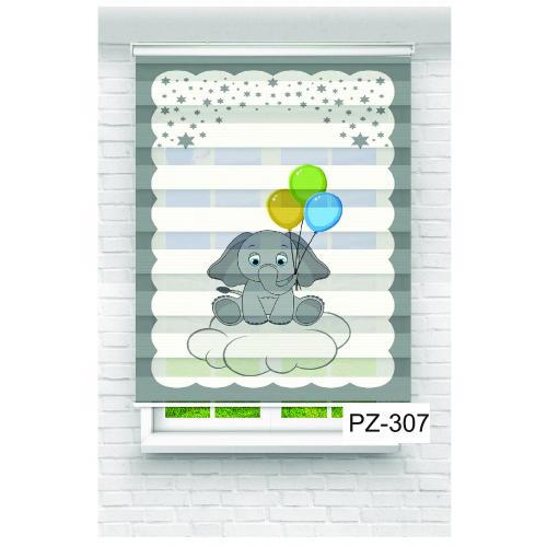 Fil ve Balonları Baskılı Zebra Perde