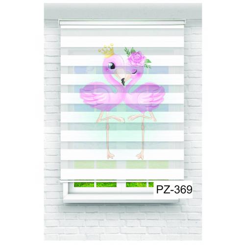 Pembe Filamingo Baskılı Zebra Perde