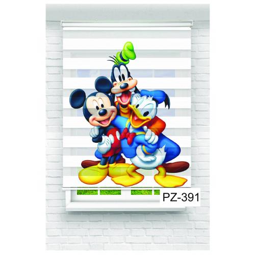 Mickey Mouse ve Arkadaşları Baskılı Zebra Perde